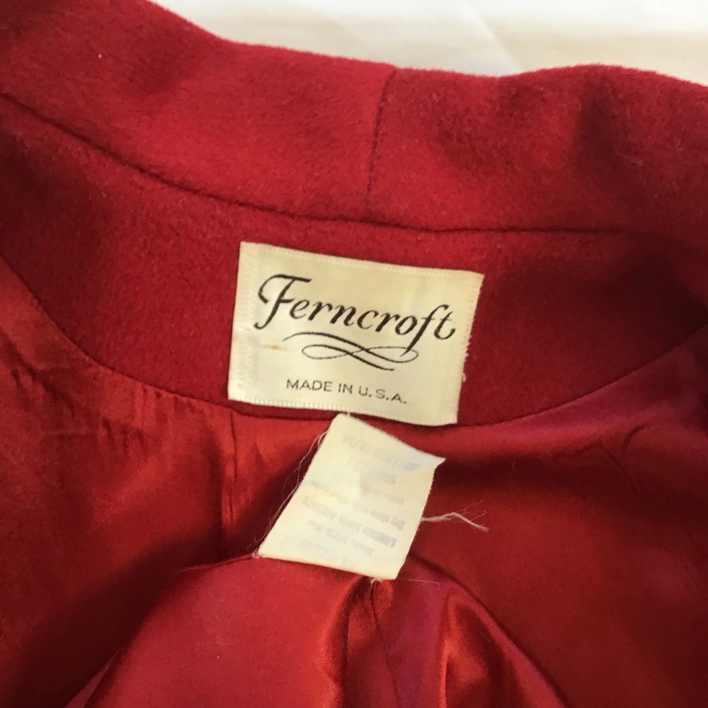 Ferncroft Women Elegant Deep Apple Red Double Breasted Warm Pea Coat M - Picture 10 of 10